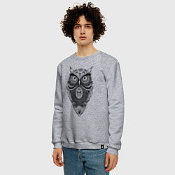 Свитшот хлопковый мужской Сова в стиле Мандала Mandala Owl, цвет: меланж — фото 2