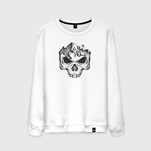 Мужской свитшот Enduro downhill skull / Белый – фото 1