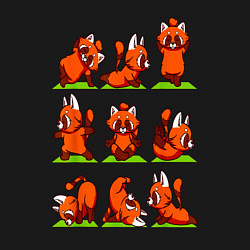 Свитшот хлопковый мужской Йога красной панды, цвет: черный — фото 2