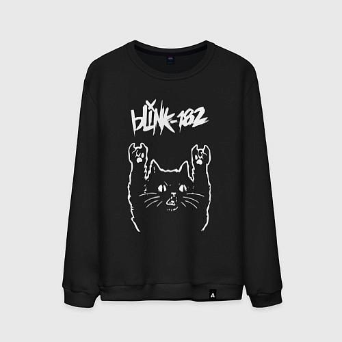 Мужской свитшот Blink 182 Рок кот / Черный – фото 1