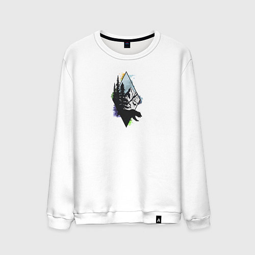 Мужской свитшот Медвежий знак / Белый – фото 1