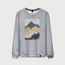 Свитшот хлопковый мужской Две медведя на скале, цвет: меланж