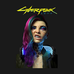 Свитшот хлопковый мужской Cyberpunk 2077 - Girl grillz, цвет: черный — фото 2