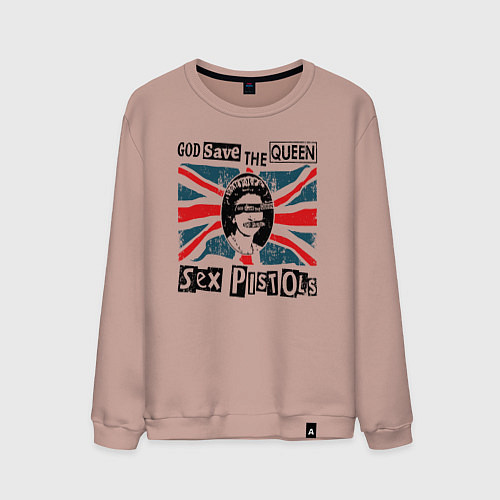 Мужской свитшот Sex Pistols - God Save The Queen / Пыльно-розовый – фото 1