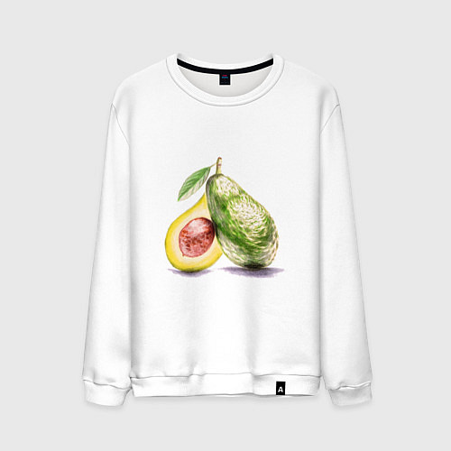 Мужской свитшот Авокадо, нарисовано вручную / Белый – фото 1