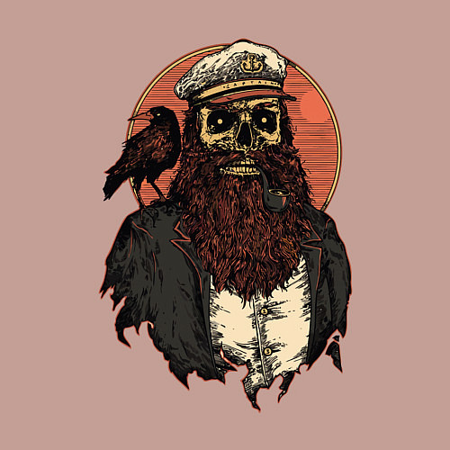 Мужской свитшот Пират скелет / Пыльно-розовый – фото 3