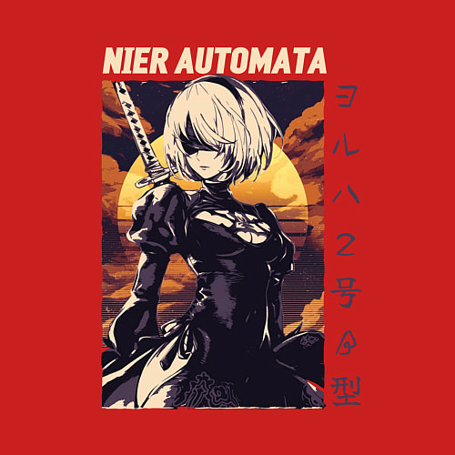 Мужской свитшот NIER: AUTOMATA 2B / Красный – фото 3