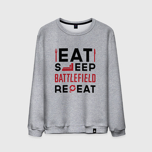 Мужской свитшот Надпись: Eat Sleep Battlefield Repeat / Меланж – фото 1