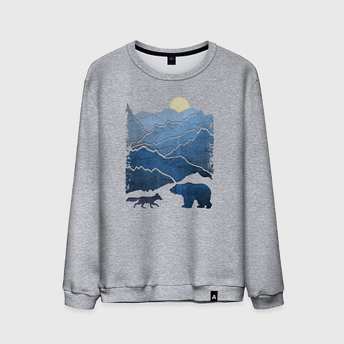 Мужской свитшот Животные в горах / Меланж – фото 1