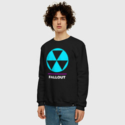 Свитшот хлопковый мужской Символ Fallout в неоновых цветах, цвет: черный — фото 2
