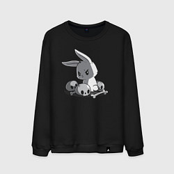 Свитшот хлопковый мужской Кролик среди черепов A rabbit among skulls, цвет: черный