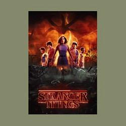 Свитшот хлопковый мужской Очень странные дела, персонажи, цвет: авокадо — фото 2