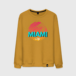 Свитшот хлопковый мужской Майами Флорида, цвет: горчичный