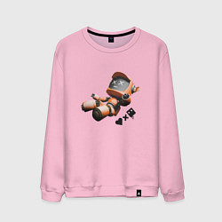 Свитшот хлопковый мужской Падающий робот с логотипом, цвет: светло-розовый