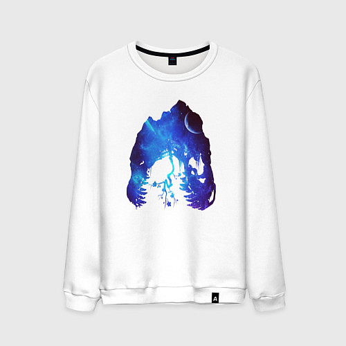 Мужской свитшот Череп Тираннозавра Космос / Белый – фото 1