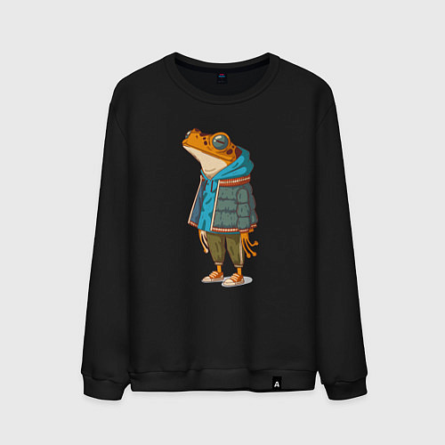 Мужской свитшот Оранжевая лягуха / Черный – фото 1