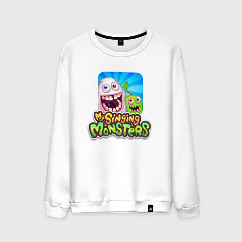 Мужской свитшот My singing monsters мамунт и зерномех / Белый – фото 1