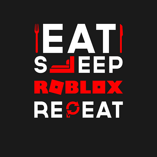 Мужской свитшот Надпись Eat Sleep Roblox Repeat / Черный – фото 3