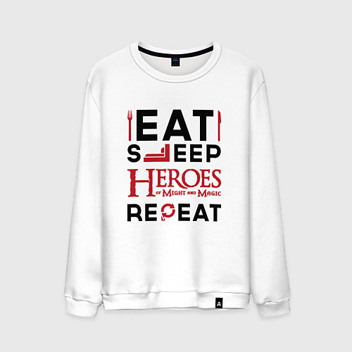 Мужской свитшот Надпись: Eat Sleep Heroes of Might and Magic Repea / Белый – фото 1