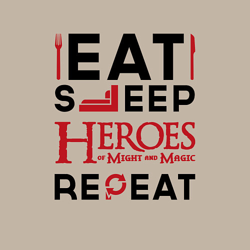 Мужской свитшот Надпись: Eat Sleep Heroes of Might and Magic Repea / Миндальный – фото 3