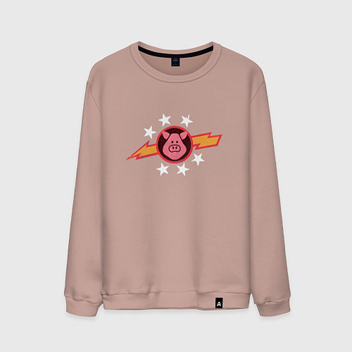Мужской свитшот Vintage Pigs In Space / Пыльно-розовый – фото 1