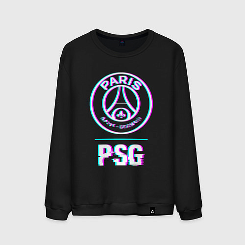 Мужской свитшот PSG FC в стиле Glitch / Черный – фото 1