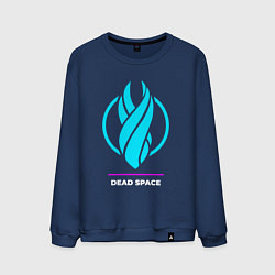 Свитшот хлопковый мужской Символ Dead Space в неоновых цветах, цвет: тёмно-синий
