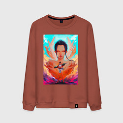Свитшот хлопковый мужской НИКО РОБИН Техника большой цветок ONE PIECE, цвет: кирпичный