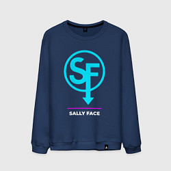 Свитшот хлопковый мужской Символ Sally Face в неоновых цветах, цвет: тёмно-синий