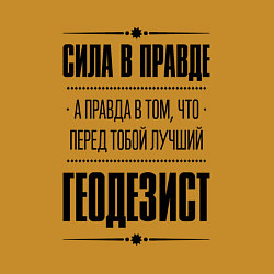 Свитшот хлопковый мужской Надпись: Сила в правде, а правда в том, что перед, цвет: горчичный — фото 2