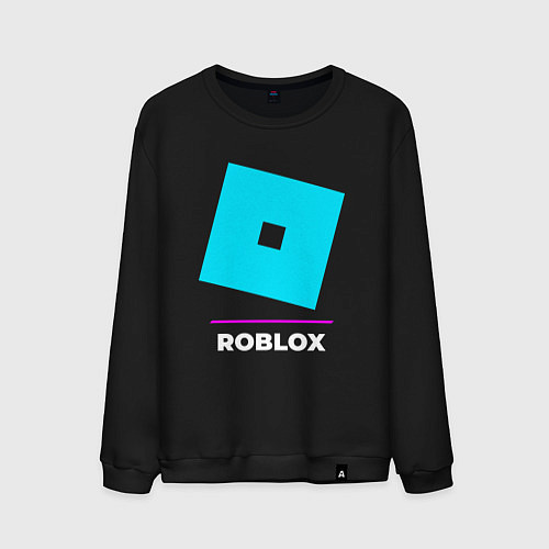 Мужской свитшот Символ Roblox в неоновых цветах / Черный – фото 1