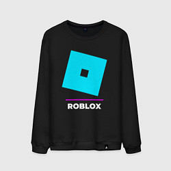 Свитшот хлопковый мужской Символ Roblox в неоновых цветах, цвет: черный