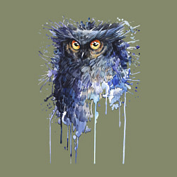 Свитшот хлопковый мужской Прикольная сова в акварельном рисунке, цвет: авокадо — фото 2