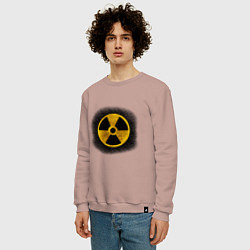 Свитшот хлопковый мужской Знак радиоактивность, цвет: пыльно-розовый — фото 2
