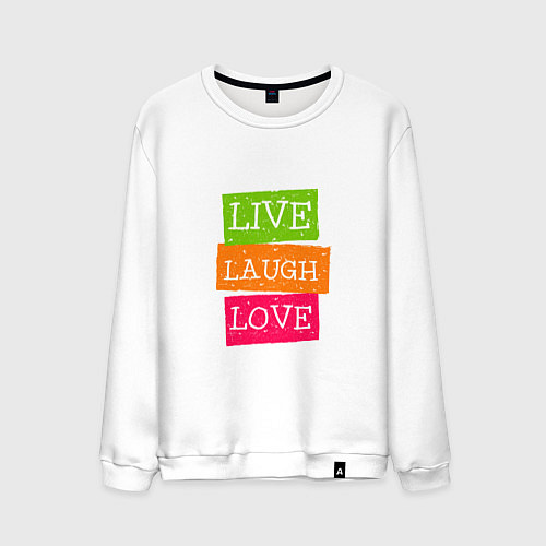 Мужской свитшот Live laugh love quote / Белый – фото 1