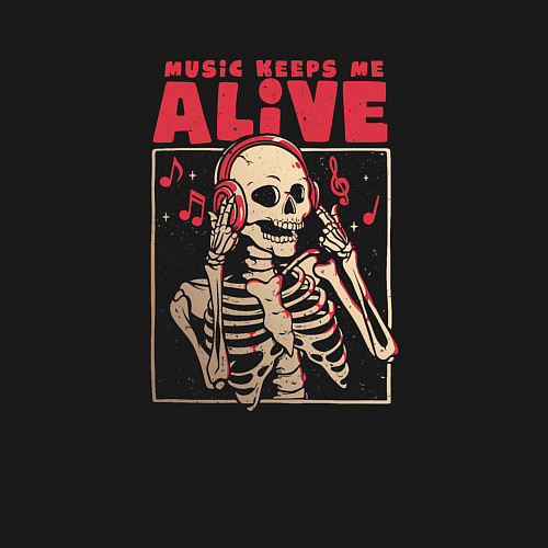 Мужской свитшот Music Keeps Me Alive / Черный – фото 3