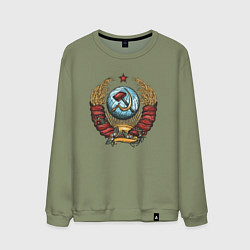 Свитшот хлопковый мужской Серп и молот СССР, цвет: авокадо