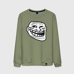 Свитшот хлопковый мужской Тролльфейс улыбается мем, цвет: авокадо