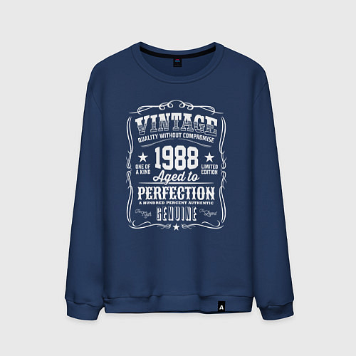 Мужской свитшот Винтаж 1988 года, выдержанный до совершенства / Тёмно-синий – фото 1