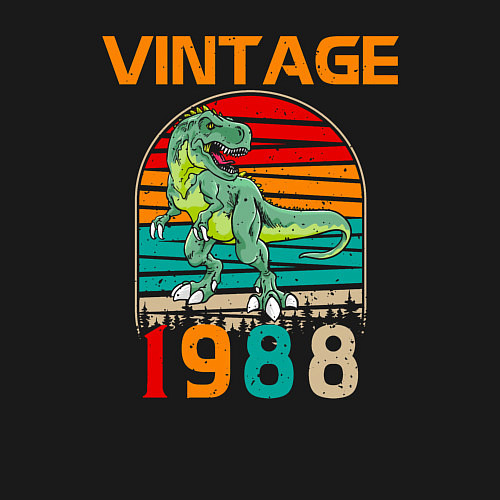 Мужской свитшот Винтажный динозавр 1988 / Черный – фото 3