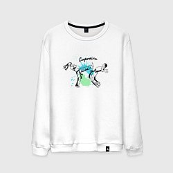 Свитшот хлопковый мужской Капоэйра боевой танец, цвет: белый