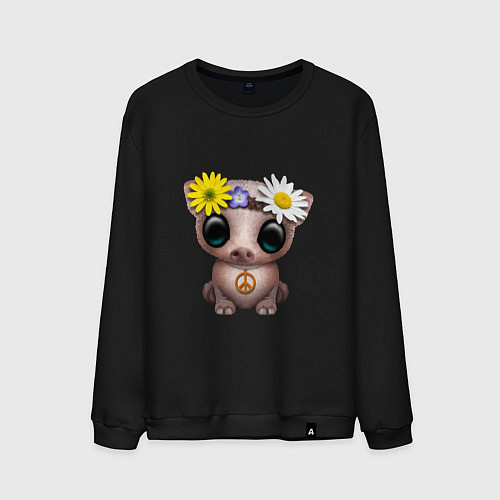 Мужской свитшот Мир - Свинка / Черный – фото 1