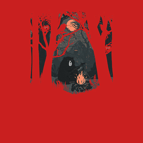 Мужской свитшот Оранжевая луна и песни под гитару / Красный – фото 3