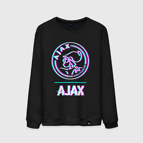 Мужской свитшот Ajax FC в стиле glitch / Черный – фото 1