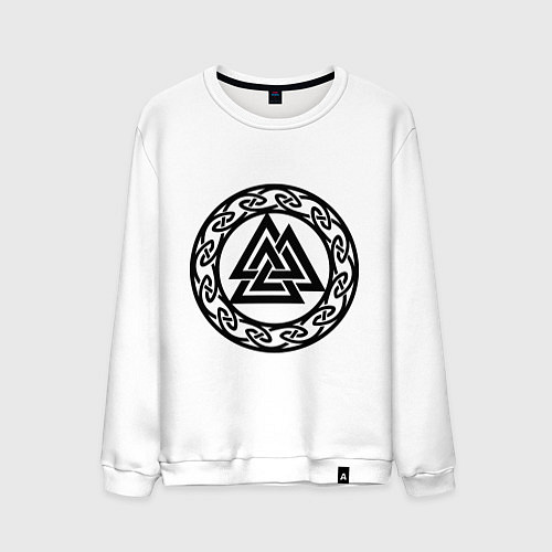 Мужской свитшот Валькнут - символ Одина / Белый – фото 1