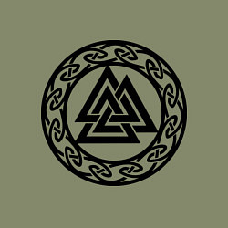 Свитшот хлопковый мужской Валькнут - символ Одина, цвет: авокадо — фото 2