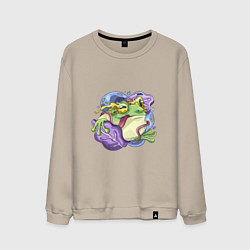Свитшот хлопковый мужской Сумасшедшая вселенная абстракт, цвет: миндальный
