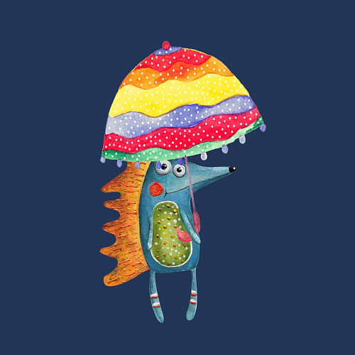 Мужской свитшот Ежик под зонтиком / Тёмно-синий – фото 3