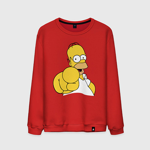 Мужской свитшот Гомер Симпсон указывает пальцем / Красный – фото 1