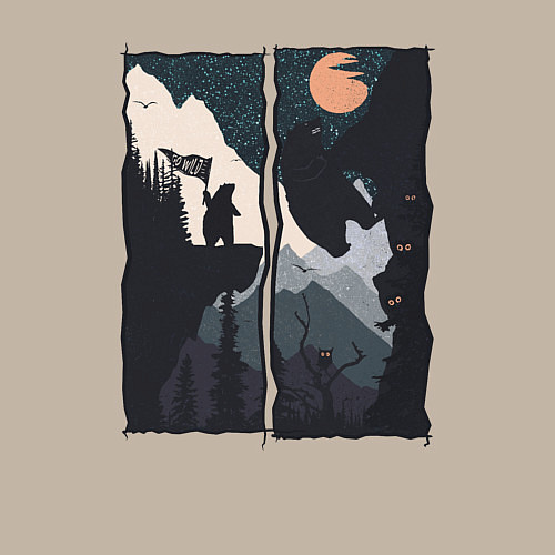 Мужской свитшот Оранжевая луна и дикий альпинизм / Миндальный – фото 3